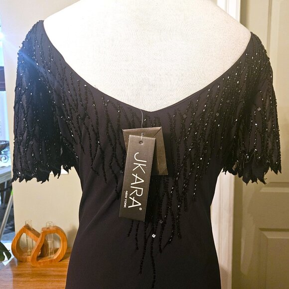 NWT J Kara Beaded Midi Dress, Sz 14P - Picture 3 of 7